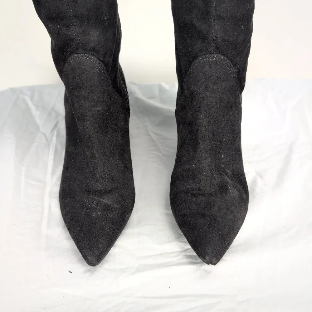 Marc Fisher Over-the-Knee Suede Boots Sz 7 Black Block Heel‎